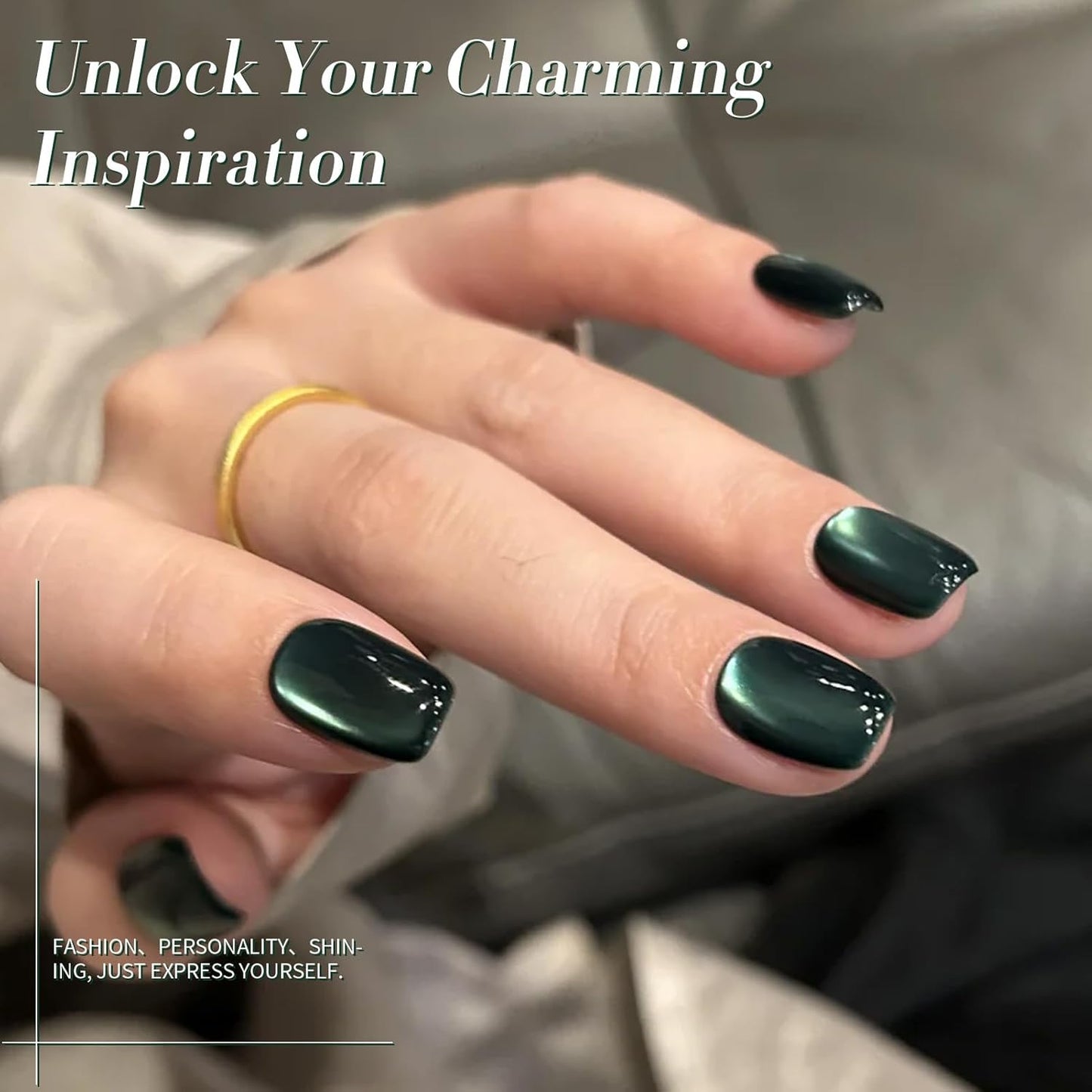 Born Pretty Cat Magnetic Gel Nail Polish, Retro Green Gel Polish Crystal Cat Holographic Magnetic Nail Polish Nail Art Manicure Salon DIY at Home 15ML