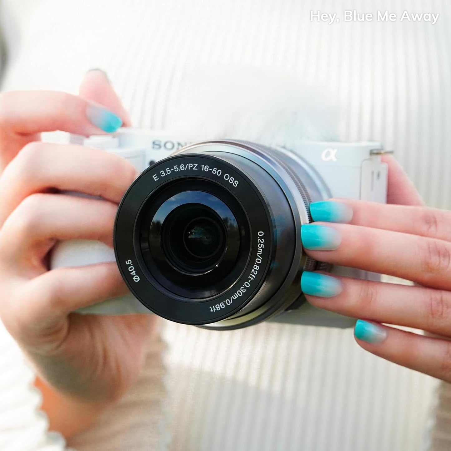 Semi Cured Gel Nail Strips | No LED Lamp Needed | Ombre, Blue, Spring | Easy Apply & Remove, Salon Quality | Includes 28 Strips, 1 Prep Pads, Nail File & Wooden stick - Hey, Blue Me Away