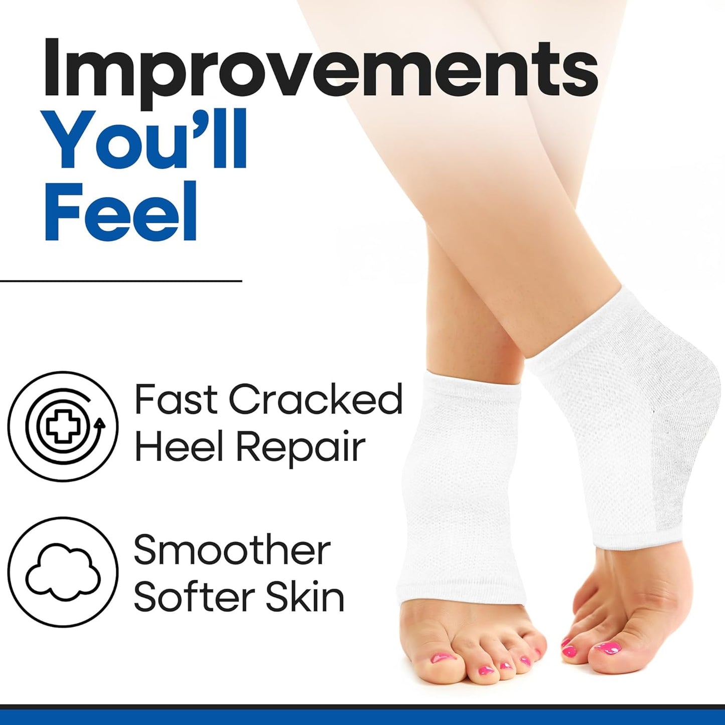 Moisturizing Socks for Mens Cracked Heels - Moisturizer Heel Sleeves to Smooth & Soften Rough Cracked Heels & Dry Feet. Large Aloe Moisturizing Heel Socks (White - 3 Pairs, X-Large)