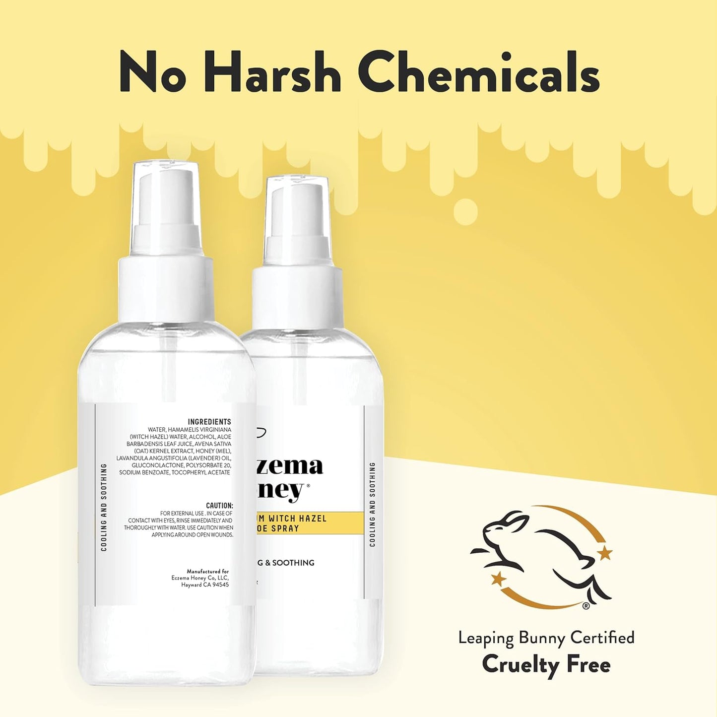 ECZEMA HONEY Premium Witch Hazel & Aloe Spray - Facial Mist Skin Care Product - Unscented Moisturizer, Dewy Makeup Spray, Aftershave & More (8 Oz)