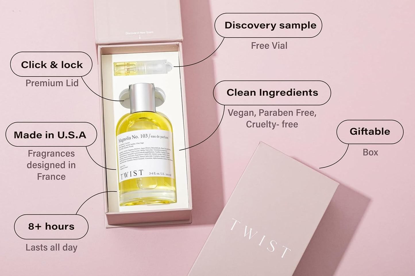 Twist Floral No. Magnolia No. 103 - Eau De Parfum Inspired by Guc. Flora Gorgeous Magnolia, Long-Lasting Perfume For Women, Paraben Free, Vegan, Clean Ingredients, Fragrance - 100 ml | 3.4 fl. oz.