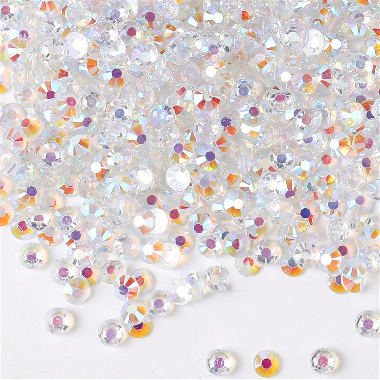 3000 Pieces SS12 3mm Flatback Rhinestones AB Clear Round Gems Crystals for Nail Art DIY Crafts Clothes Shoes Bags （Transparent AB）