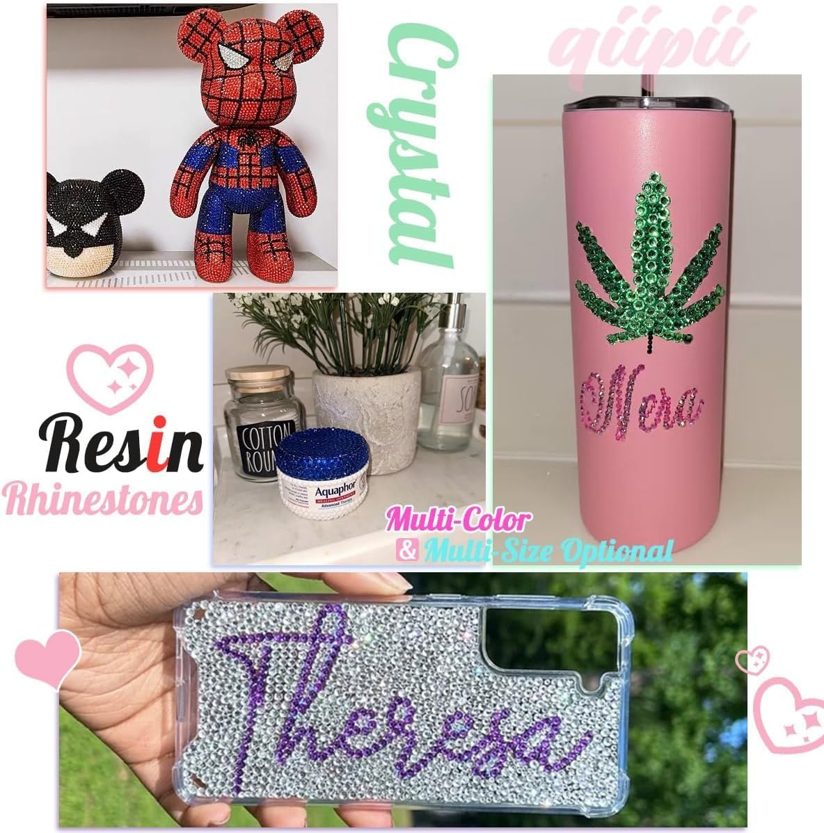 16000PCS Aquamarine Resin Rhinestones for Crafting 3mm 4mm 5mm Lake Blue Flatback Stones Non-Hotfix Water Blue Diamonds Crystals Gems Charms for Nails Face Eyes Makeup Tumblers Bottles Crafts Clothes