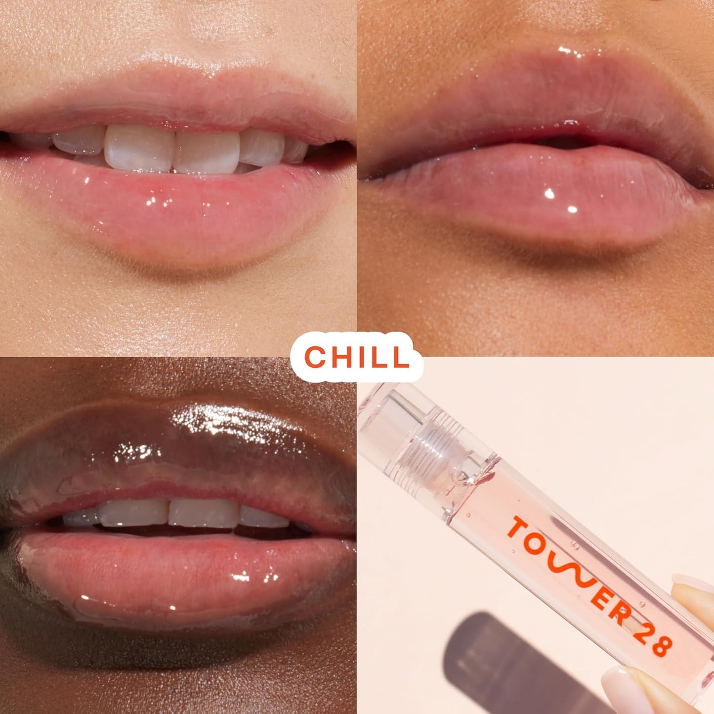 Tower 28 ShineOn Lip Jelly, CHILL | Non-Sticky, Vegan Lip Gloss in Clear | Moisturizing Apricot and Raspberry Seed Oil | Clean, Cruelty Free