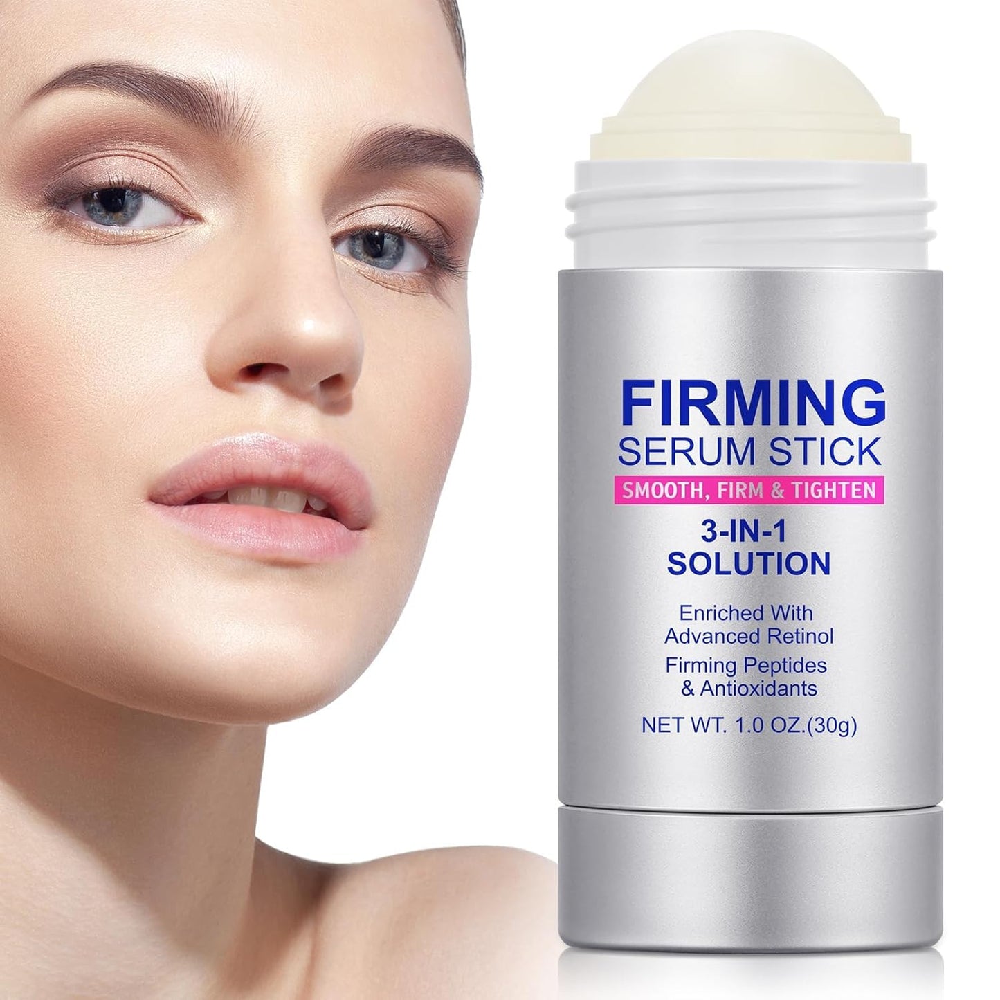 Advanced-Retinol Firming Serum Stick, 3-in-1 Firming Serum Stick for Women, Smooth,Tighten and Firm Face,Neck & Jawline, Reduces Wrinkles, Hydrates & Nourishes Skin (1.0 OZ)
