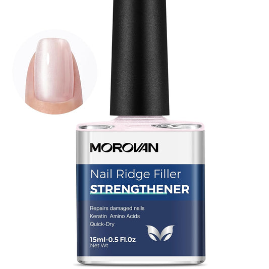 Morovan Nail Strengthener and Growth: Sparkle Pink Nail Polish Hardener for Damaged Nails Natural Concealer Foundation Air Dry Prevents Discoloration Essential Manicure Care Gift Women