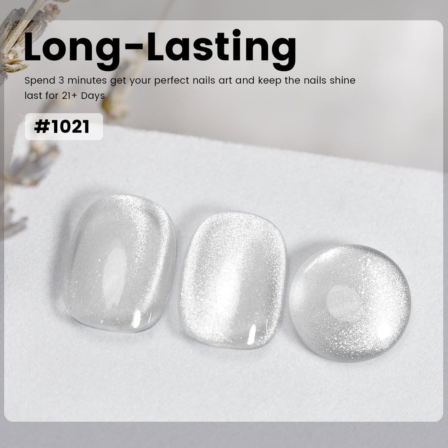 RARJSM Silver Diamond Cat Eye Gel Nail Polish Reflective Translucent Clear White Glitter Cateye Gel Polish 15ml Single Bottle with Magnet Stick UV LED Curing Requires Soak Off for Home Salon