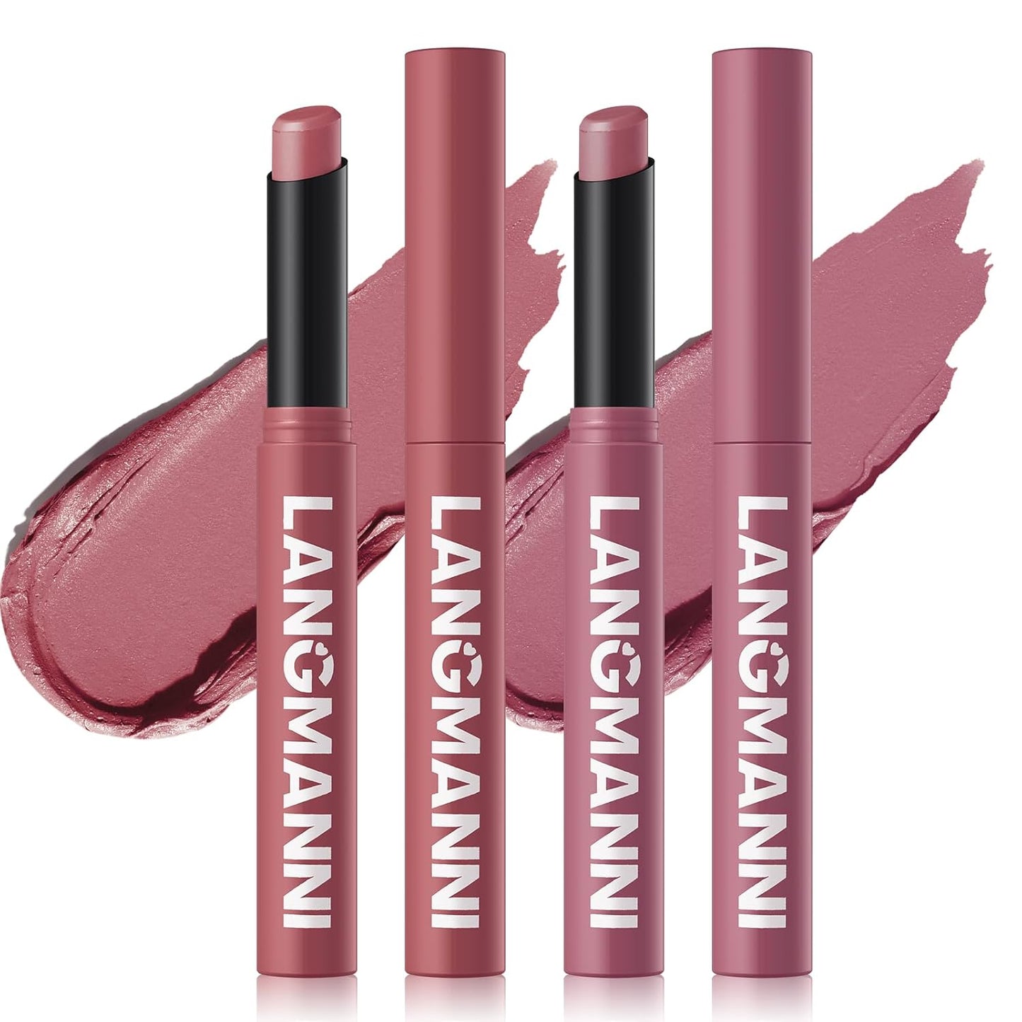 Jolilab 2Pcs Velvet Matte Lipstick Nude Matte Soft Dark Color Stick High Pigmented Long-Lasting Waterproof Lip Stick Lip Balm Beauty Cosmetics Gift for Girls and Women(07#+08#)