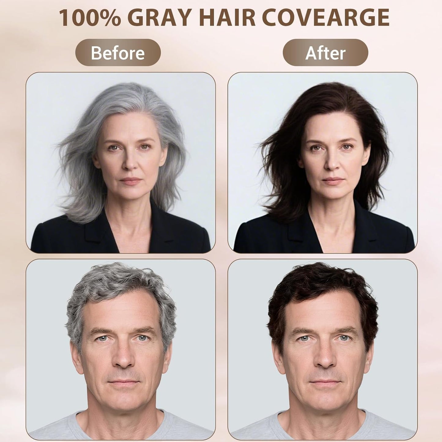 Dark Brown Hair Dye Shampoo 3 in 1 for Women Men Hair Color Shampoo Dye for Grey Hair Coverage Seimi Permanent Instant Champu Para Canas Mujer