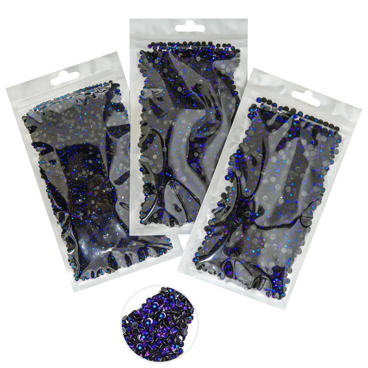 16000PCS Black Violet AB Resin Rhinestones for Crafting 3mm 4mm 5mm Purple AB Flatback Jelly Stones Bulk Diamonds Gems for Face Eyes Makeup Mugs Tumblers Bottles DIY Crafts Clothes Shoes Phones