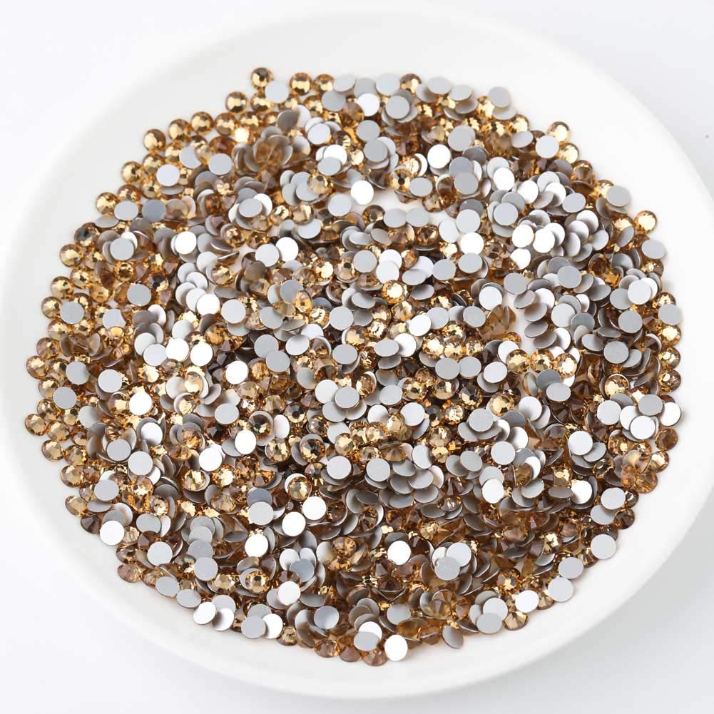 beadsland Flat Back Crystal Rhinestones Round Gems, Lt Colorado Topaz (1.9-2.0mm) SS6/1440pcs