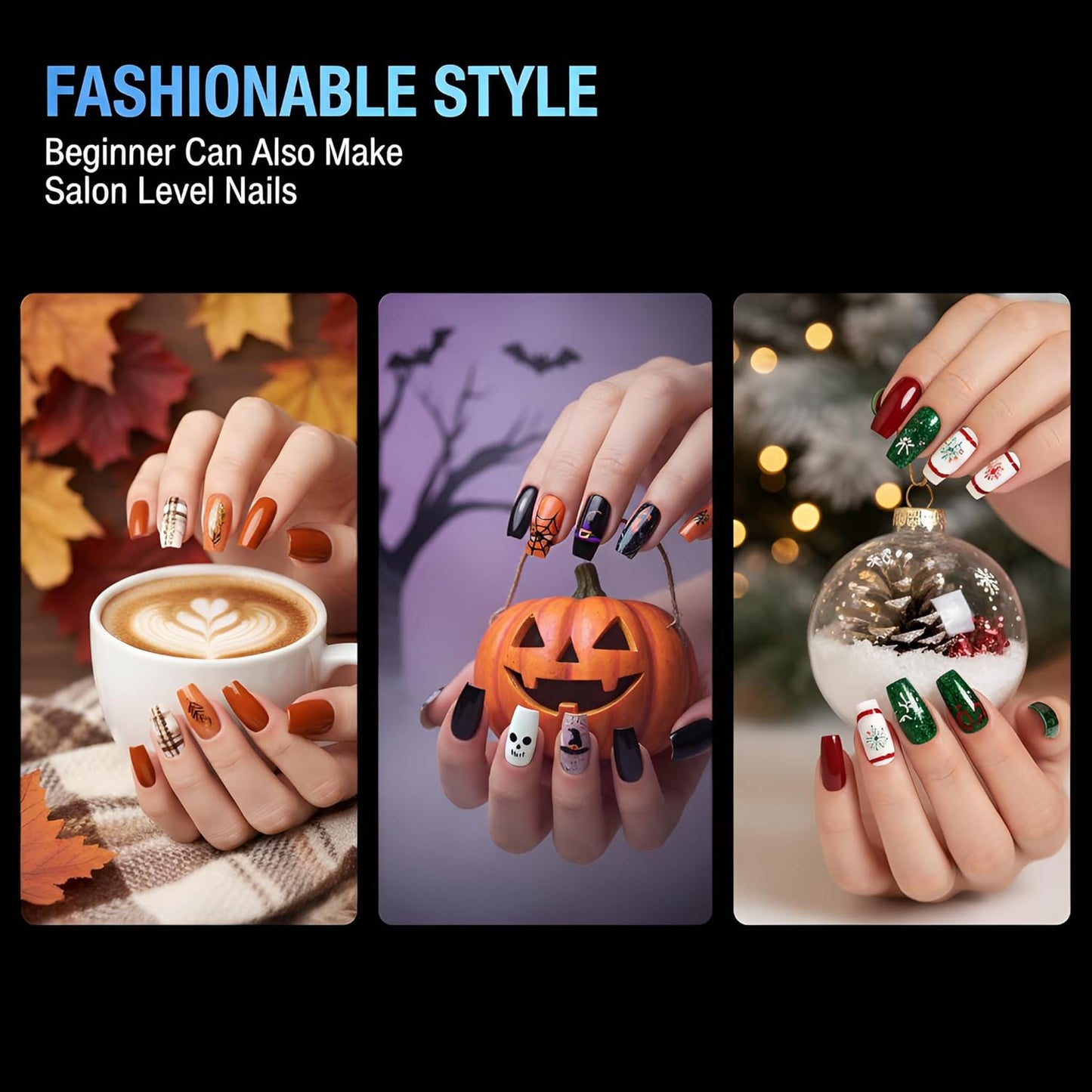 TOMICCA Medium Coffin Nail Tips, 240Pcs Half Matte Nail Tips, 15 Sizes Nail Extension Tips Set, Full Cover Pre Shaped Fake Nails for Beginner and Professional DIY Nail Salon