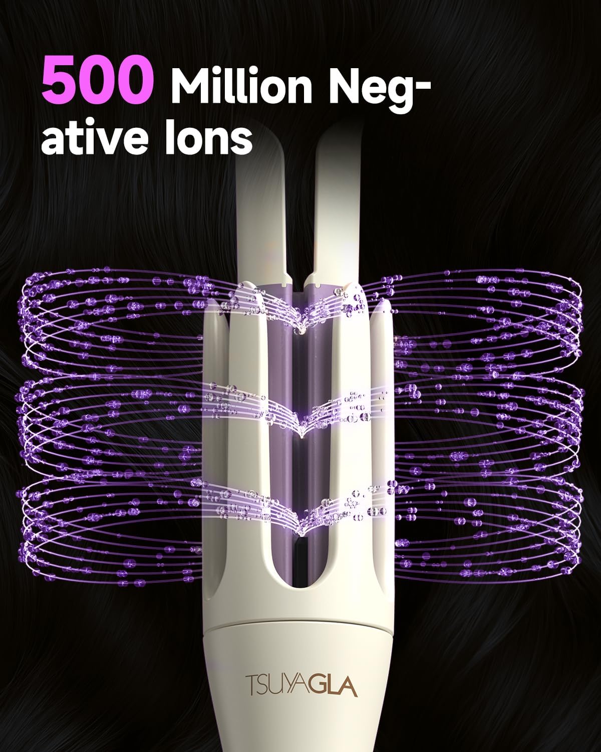 Automatic Hair Curler, 1 1/4 Inch Rotating Curling Iron with 3 Temp, 500 Million Ionic, 2-Way Rotation,10S Fast Heating, Anti-Scald, Anti-Tangle Rotating Curling Wand for Long Hair