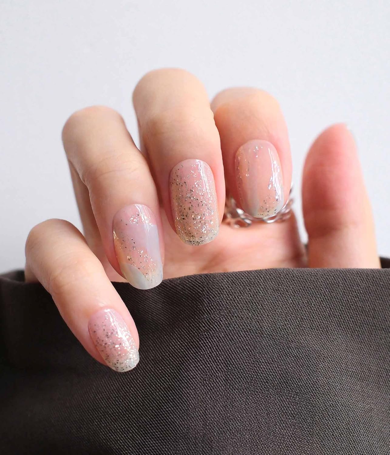 Nail Polish Strips - 22 Pcs Salon Quality Gel Nail Stickers - Long Lasting Wraps (Crystal Ice Sliver)