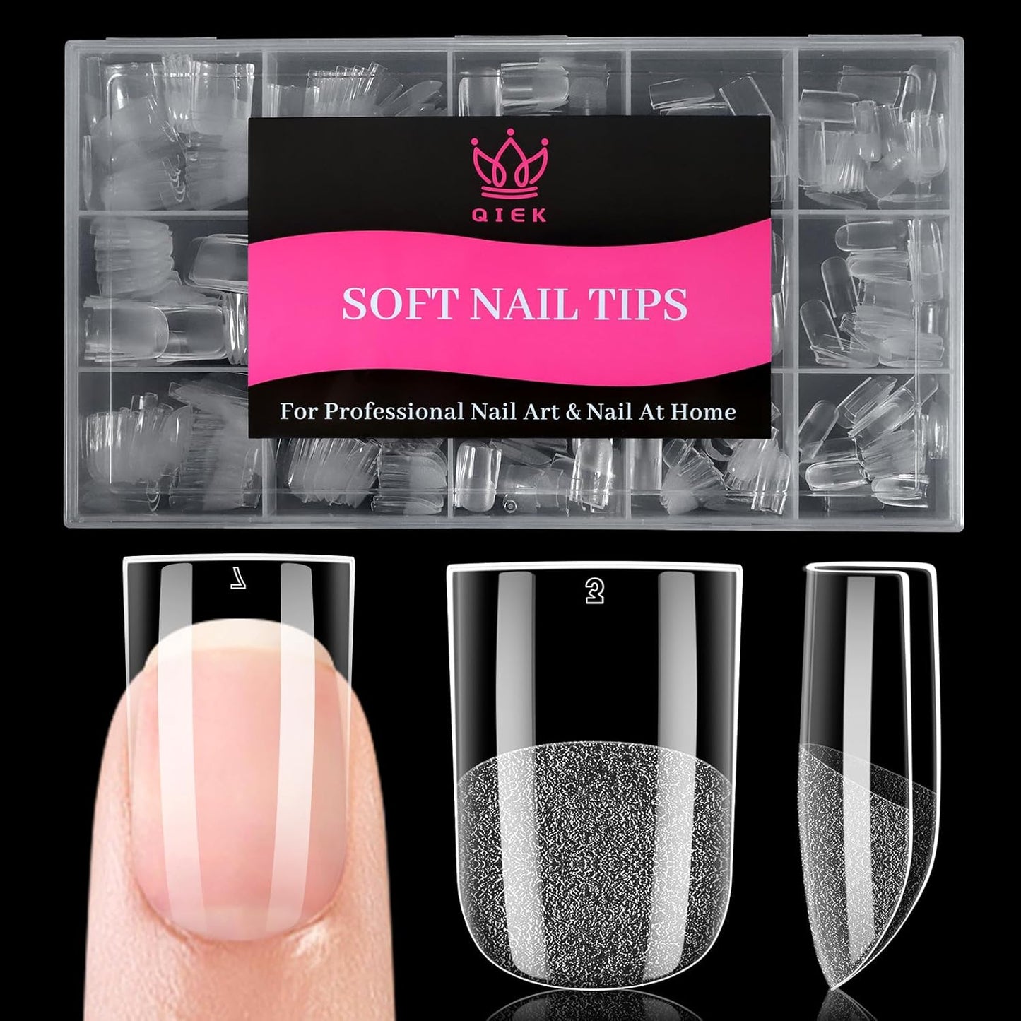Extra Short Flat Head False Nail Tips, 15 Sizes 510 PCS Clear French Press On Fake Nail Pre-shaped Half Matte Full Cover Gel Nail Tips Extensions Long Lasting for DIY Beginners & Salon Manicure