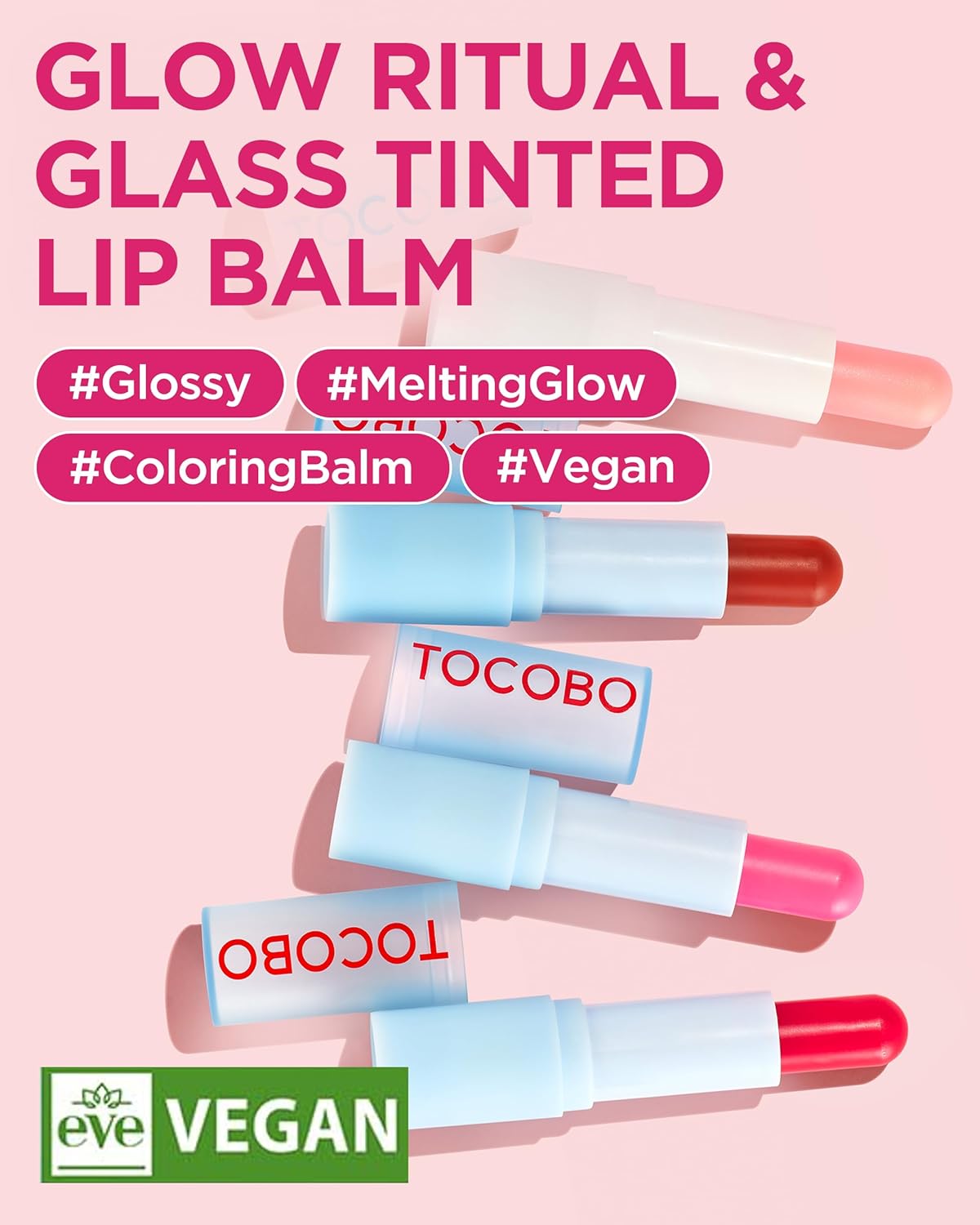 TOCOBO Glass Tinted Lip Balm 011 Flush Cherry – Vegan Korean Lip Care for Deep Hydration - Tinted Glass Glow Moisturizing with Vibrant Cherry Pink Color - Non-Sticky Radiant Finish, 0.12 oz.