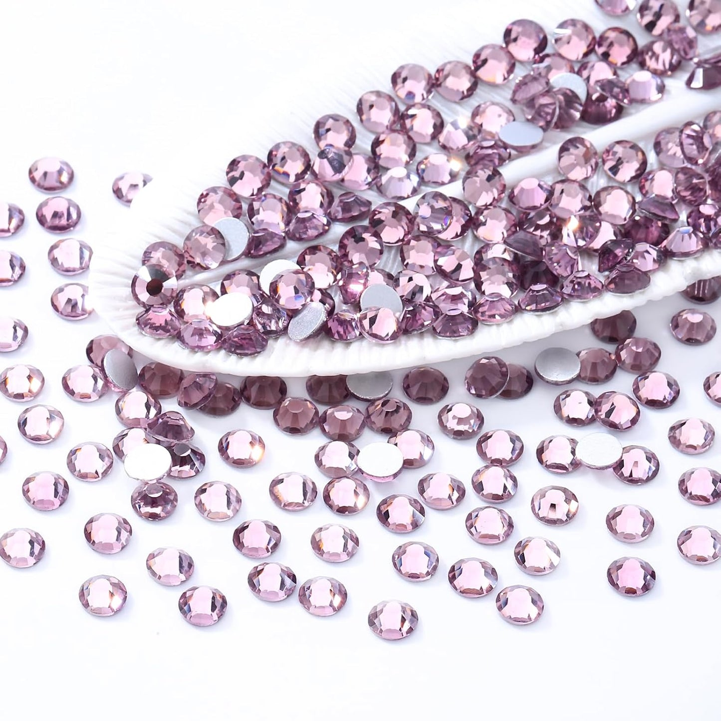 Light Amethyst Flatback Rhinestones, Glass Rhinestones for Nail Art and Craft, Glue Fix, Loose Crystal Gemstones(Lt.Amethyst, SS16, 1440pcs, 3.8-4.0mm)