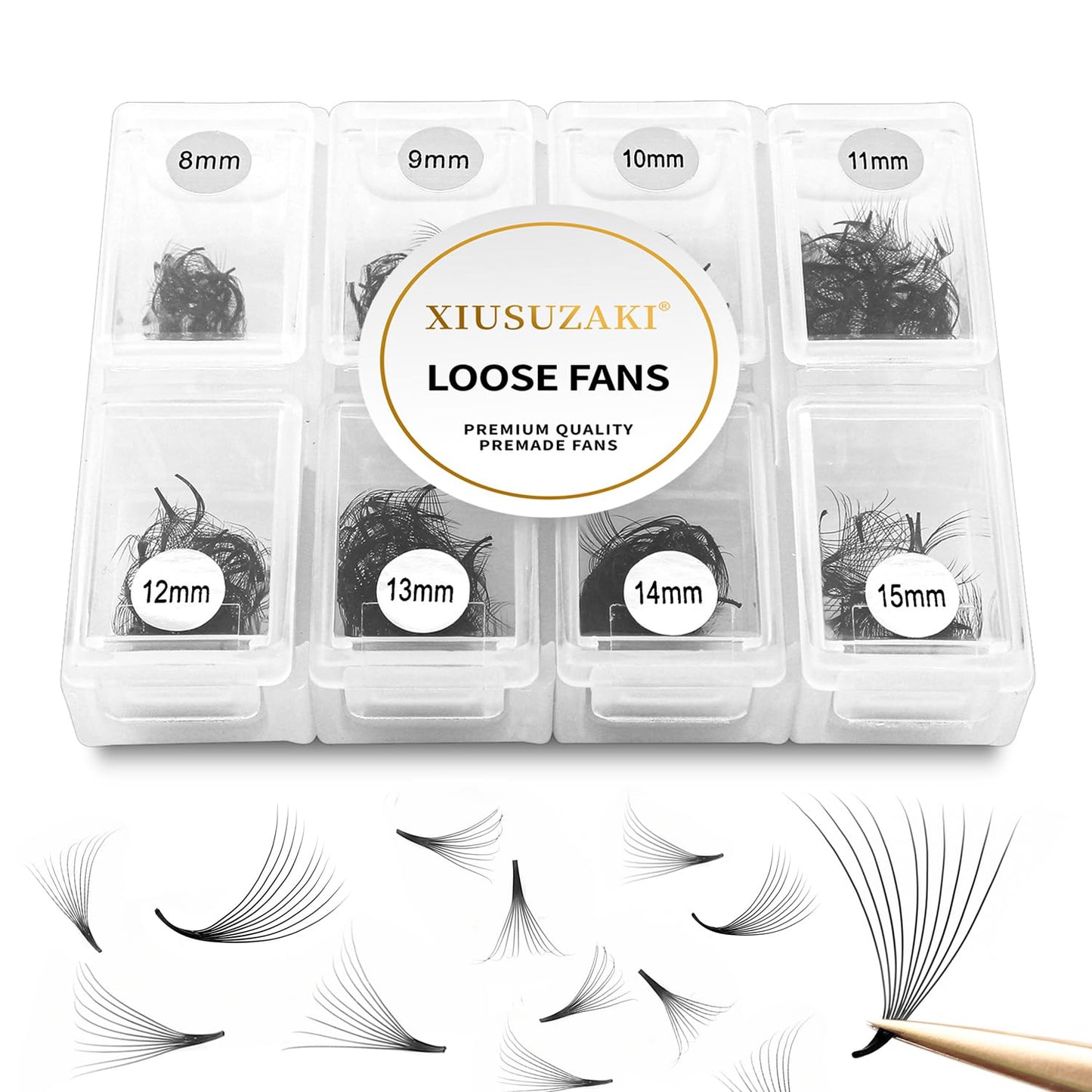 Premade Fans Eyelash Extensions 600 Fans 20D Volume Lash Extensions 0.03 Thickness Eyelash Extension D Curl Premade Lash Fans Mix 8-15mm Fluffy Soft Handmade Loose Fan(600Fans-20D-0.03-D,8-15mm)