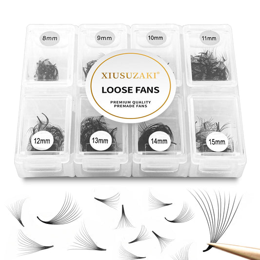 Premade Fans Eyelash Extensions 600 Fans 12D Volume Lash Extensions 0.05 Thickness Eyelash Extension C Curl Premade Lash Fans Mix 8-15mm Fluffy Soft Handmade Loose Fan(600Fans-12D-0.05-C,8-15mm)