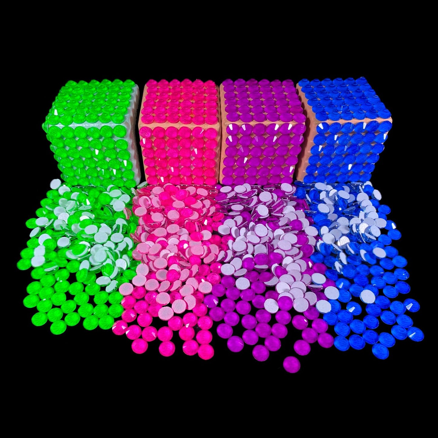 Flatback Glass Rhinestones,Bedazzler Gems 1440pcs Non Hotfix Crystal Rhinestones for Nail Charms Crafts Clothes Tumblers,Green Neon,SS16