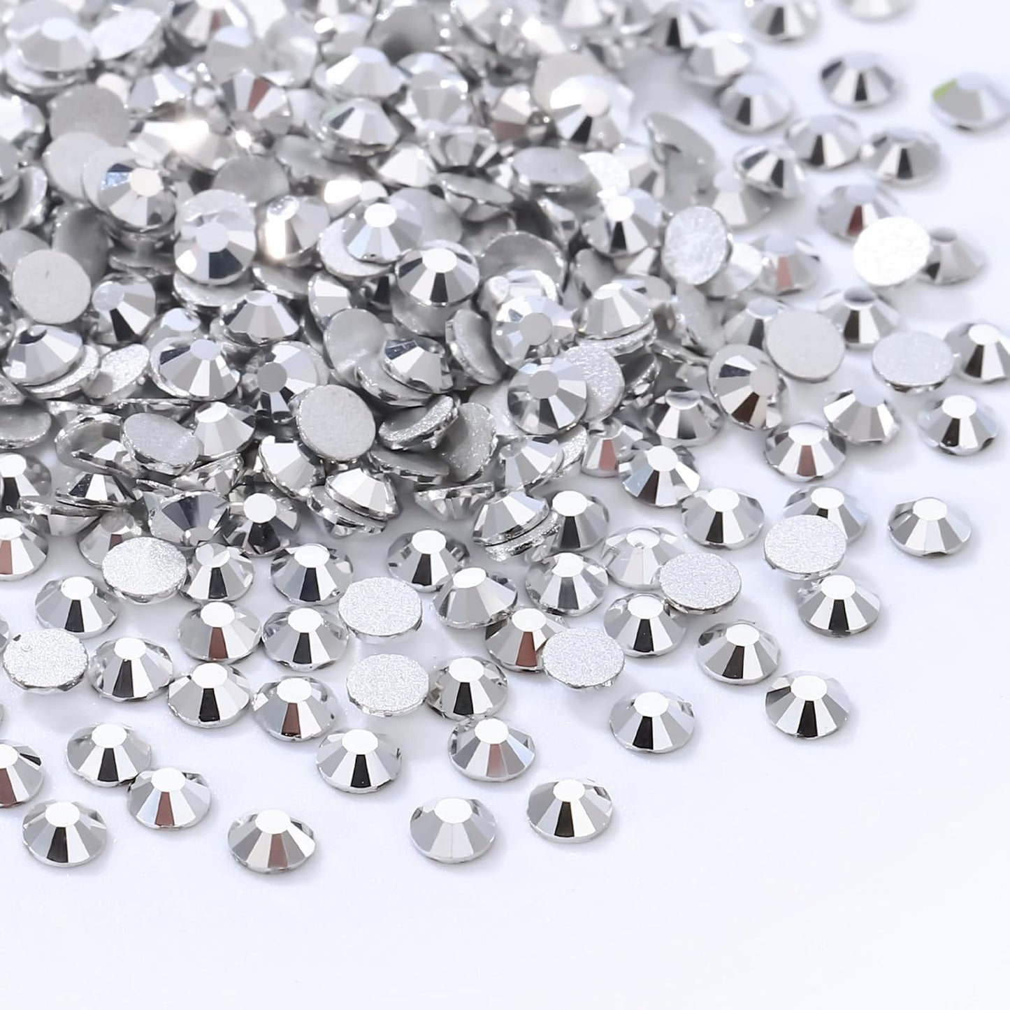 Silver Flatback Rhinestones, Glass Rhinestones for Nail Art and Craft, Glue Fix, Loose Crystal Gemstones(Silver, SS10, 1440pcs, 2.7-2.8mm)