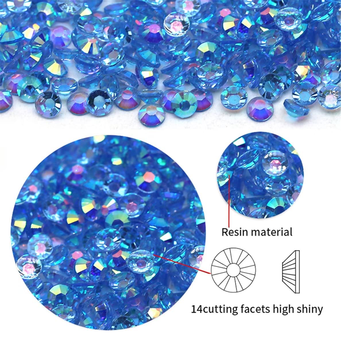 4500 Pcs SS12 3mm AB Flatback Rhinestones for Nails Art Crafts Transparent Glitter Round Gems Crystals DIY Clothes Shoes(Clear Light Purple AB)