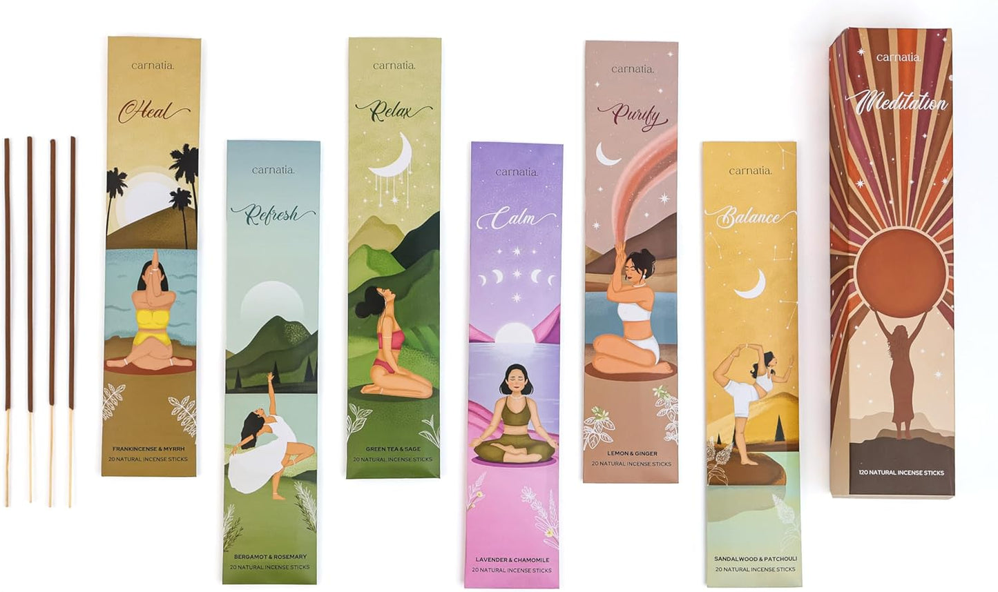Carnatia Meditation Incense Sticks – Set of 6 Calming Scents for Mindfulness, Focus & Self-Care | Purifying Aromas for Spiritual Wellness, Inner Peace & Healing Rituals!
