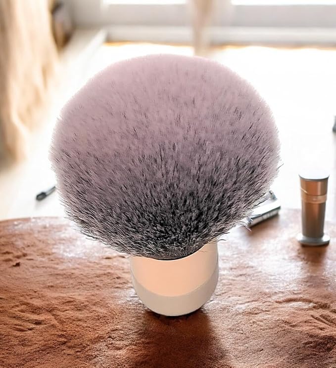 Luxurious and Large Soft Fluffy Powder Brush, Use as a Spray Tan Finishing Tool, Multipurpose Face and Body Barber and Beauty Tool, Large Kabuki Brush by BevyGold (Rosegold)