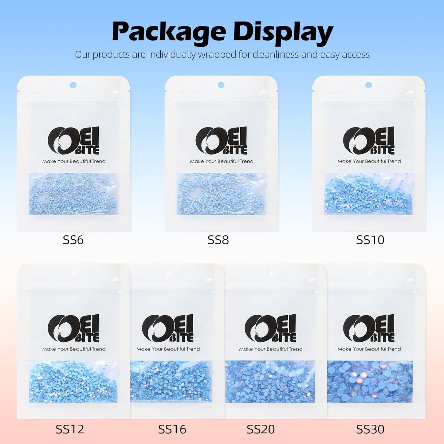 F Light Blue Flatback Rhinestones, Glass Rhinestones for Nail Art and Craft, Glue Fix, Loose Crystal Gemstones(F Light Blue, SS30, 288pcs, 6.4-6.6mm)