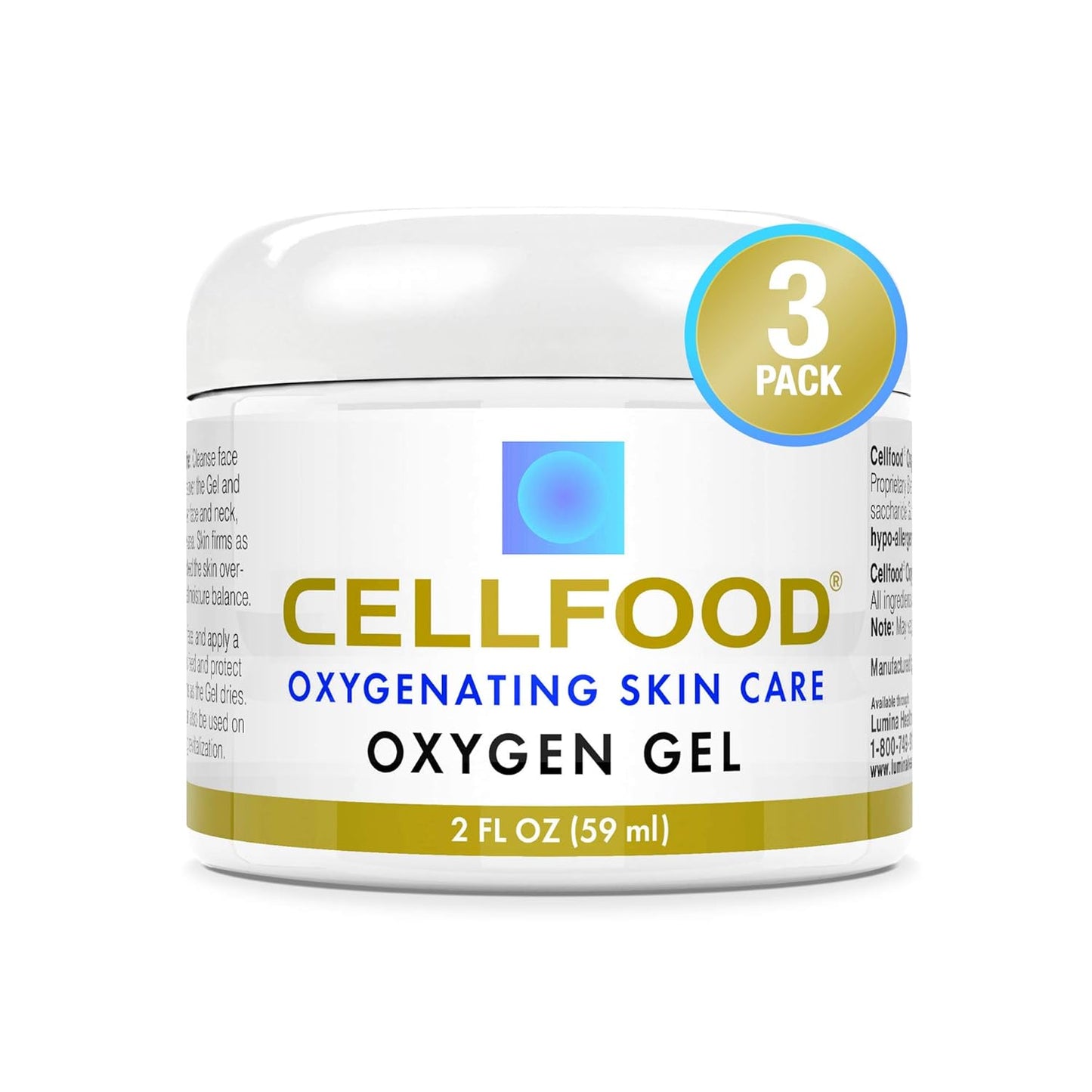 Cellfood Oxygen Gel - 2 fl oz, Pack of 3 - Tightening and Firming Face Moisturizer - Aloe Vera, Lavender Blossom Extract, Glycerine - Hypoallergenic, Non-GMO