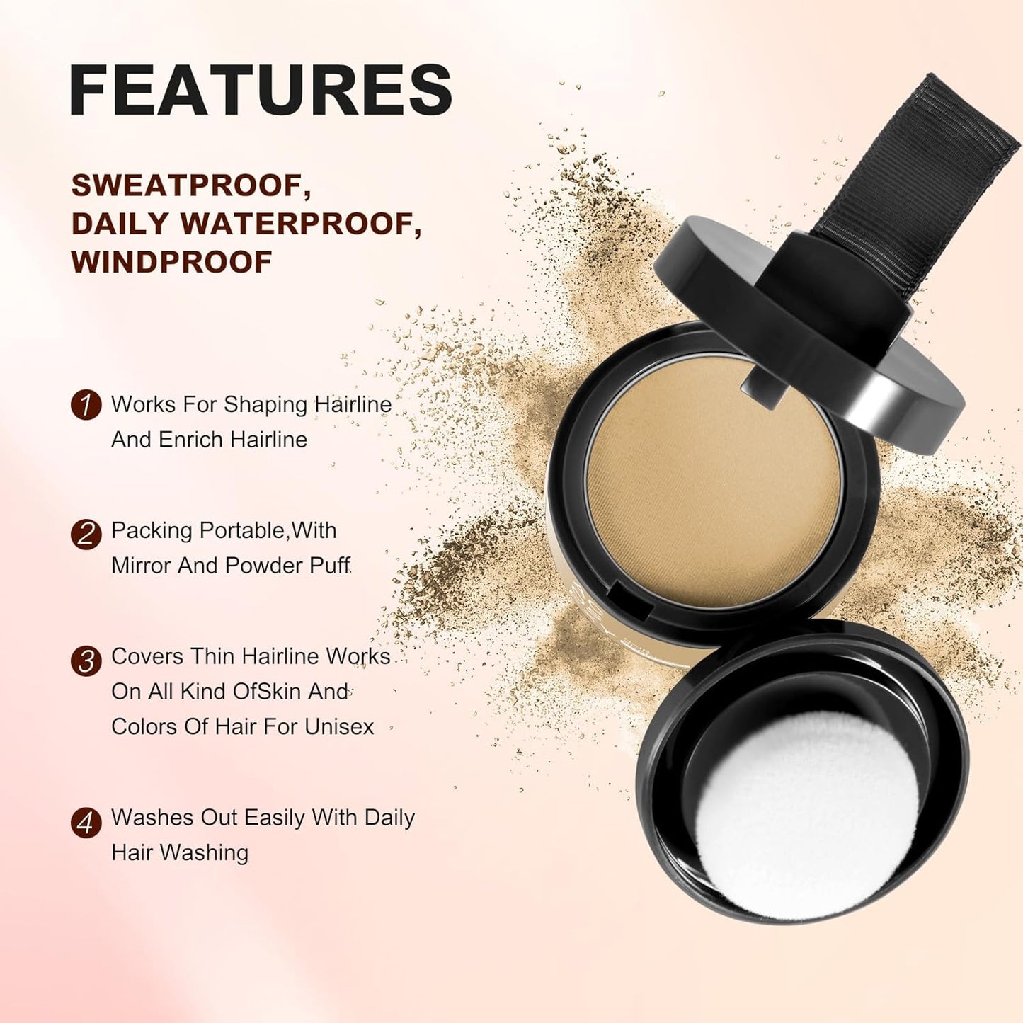 Root Touch Up Powder for Women and Men - Hairline Shadow Coverage, Gray Hair Touch Up for Eyebrows, Beard Line, and Bald Spots (Blonde)