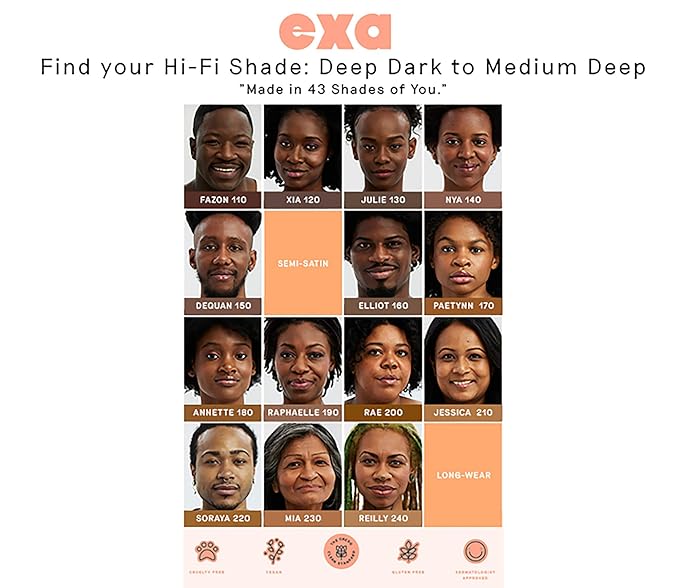 Exa Beauty - Natural High Fidelity Foundation | Clean, Vegan, Cruelty-Free Makeup (Dequan 150)