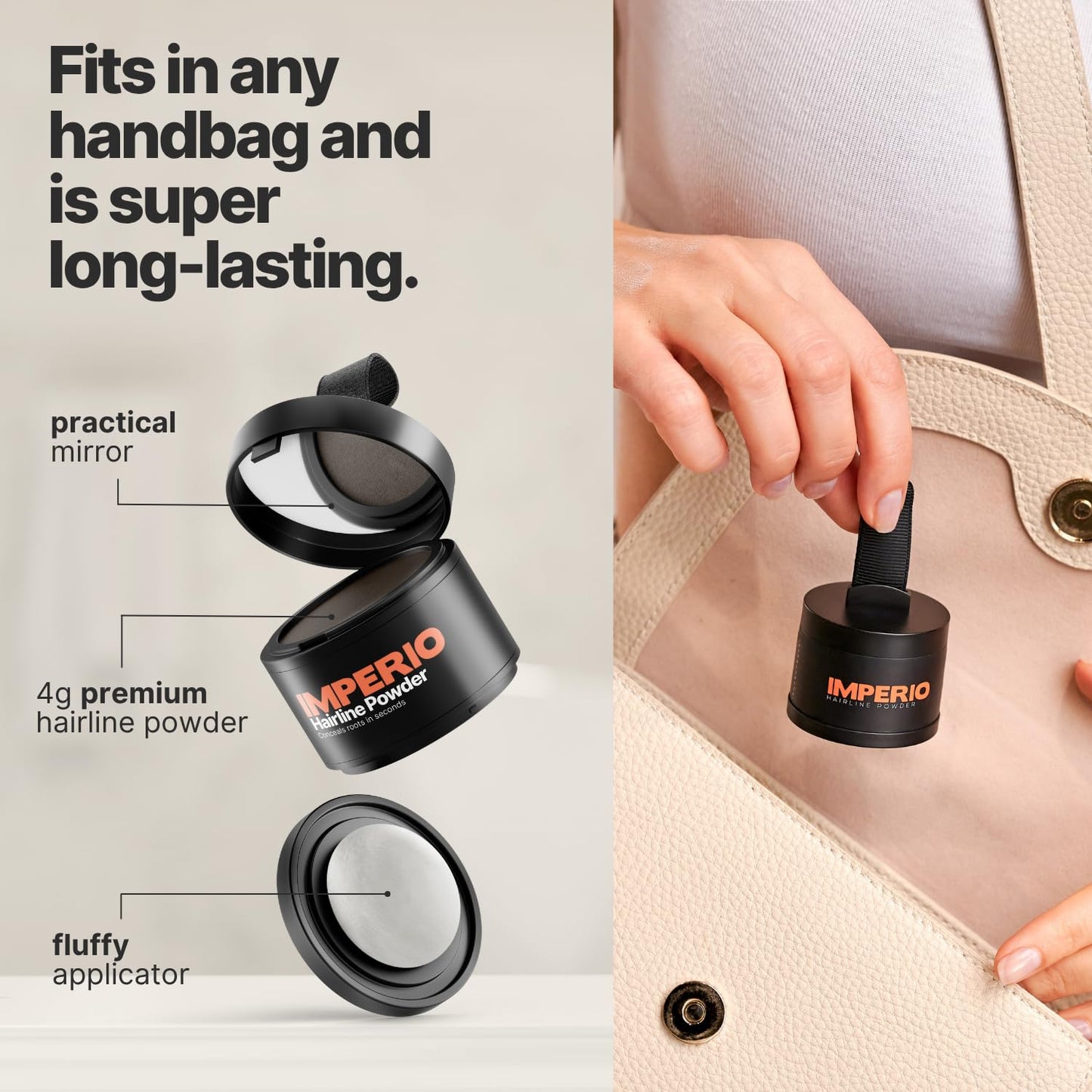 IMPERIO Root Touch Up Hair Powder for Concealing Hair Loss instantly - Hairline Powder for Women & Men - Water resistant Root Cover Up for Thinning Hair in Premium Hairdressing Quality (Light Gray)