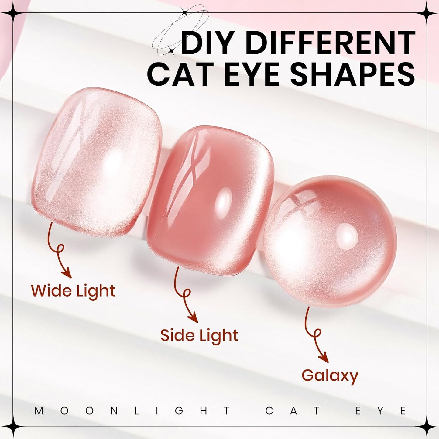 Moonlight Crystal Cat Eye Gel Polish, 15ml Peach Pink Glass Cateye Gel Nail Polish with Magnet Jelly Glitter Gel Polish Soak Off U V Gel Salon DIY at Home