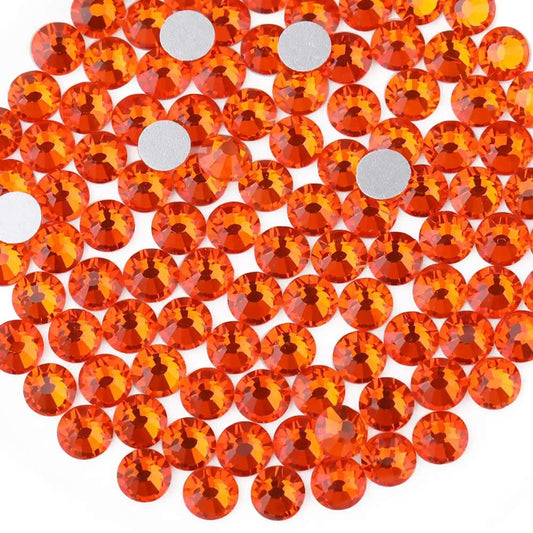 beadsland Flat Back Crystal Rhinestones Round Gems, Orange (2.7-2.8mm) SS10/1440pcs