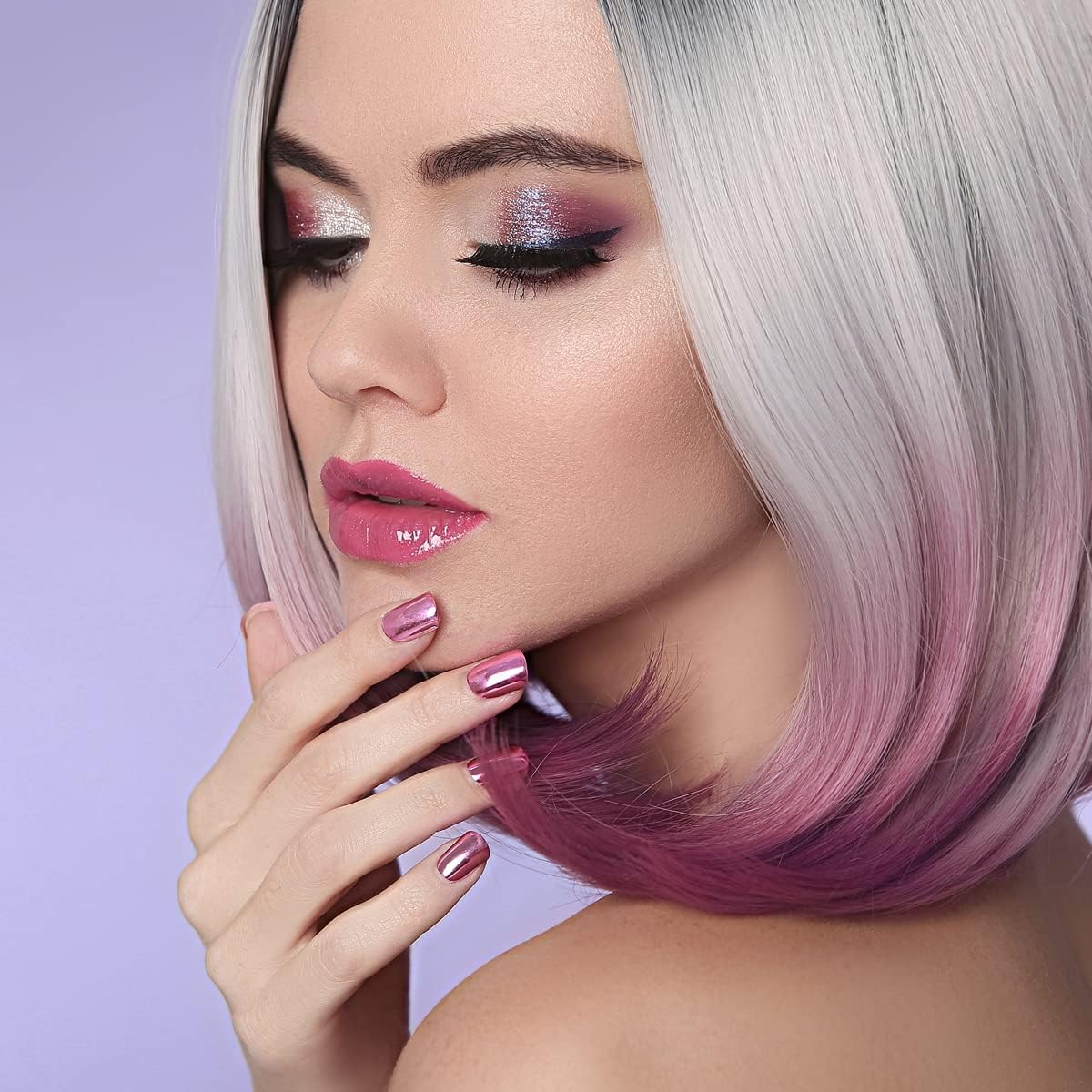 Pretty Diva Chrome Nail Powder - Rose Gold/Pink Nails Chrome Powder Mirror Effect, Premium Metallic Mirror Chrome Nail Powder Pigment for Nail Art Decoration