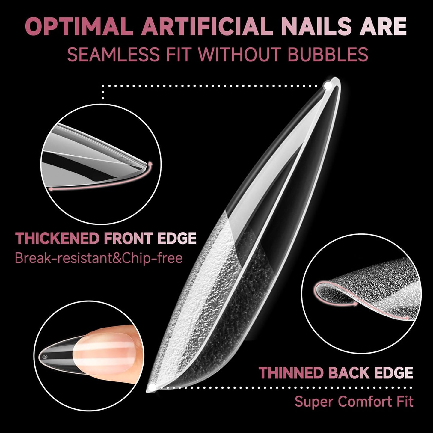 UNA GELLA Medium Almond Gel Nail Tips Half Matte 312pcs Almond Gel Nails No C Curve Clear False Fake Nails Effective Nail Extensions for DIY Art Salon-Level Press On Nails, 12 Sizes