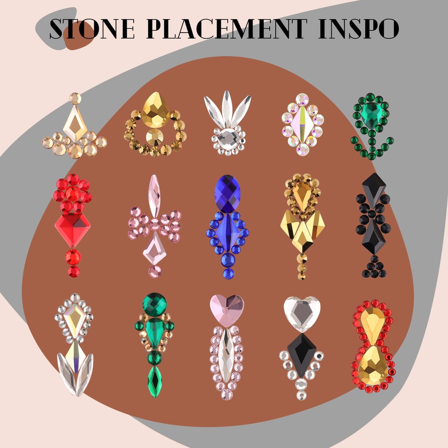 3220Pcs Mineral Gold Glass Nail Rhinestones 120Pcs Multi Shapes Flatback Gems Crystal + 3100Pcs 1.5-4mm Round Beads, Manicure Diomand Jewelry Gemstones for Nail Design Makeup Acrylic Nails Decoration