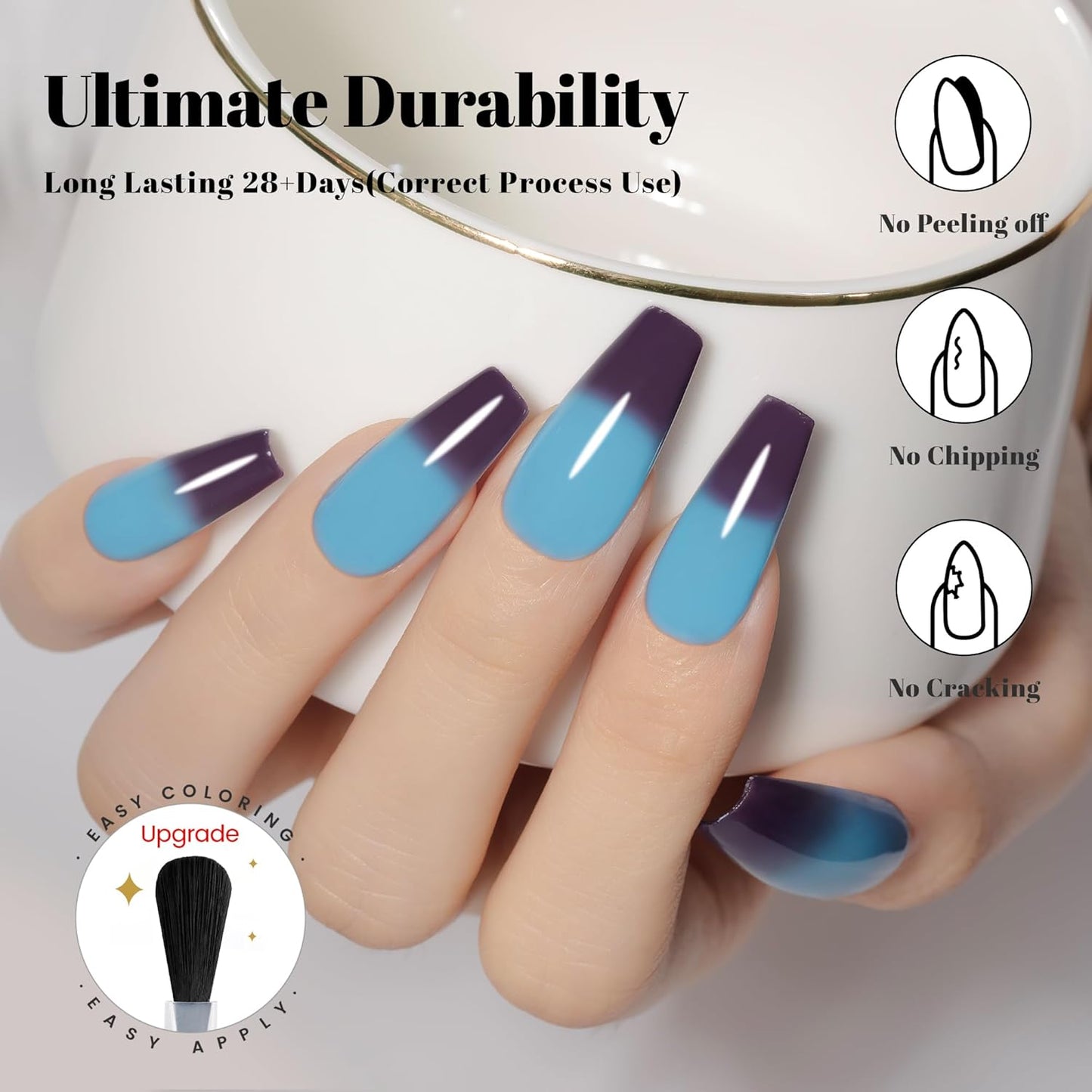 YTD Likomey Color Changing Gel Nail Polish,15ml Blue To Deep Purple Mood Temperature Change Colors Fall Winter Thermal Ombre Manicure UV Varnish,WB429