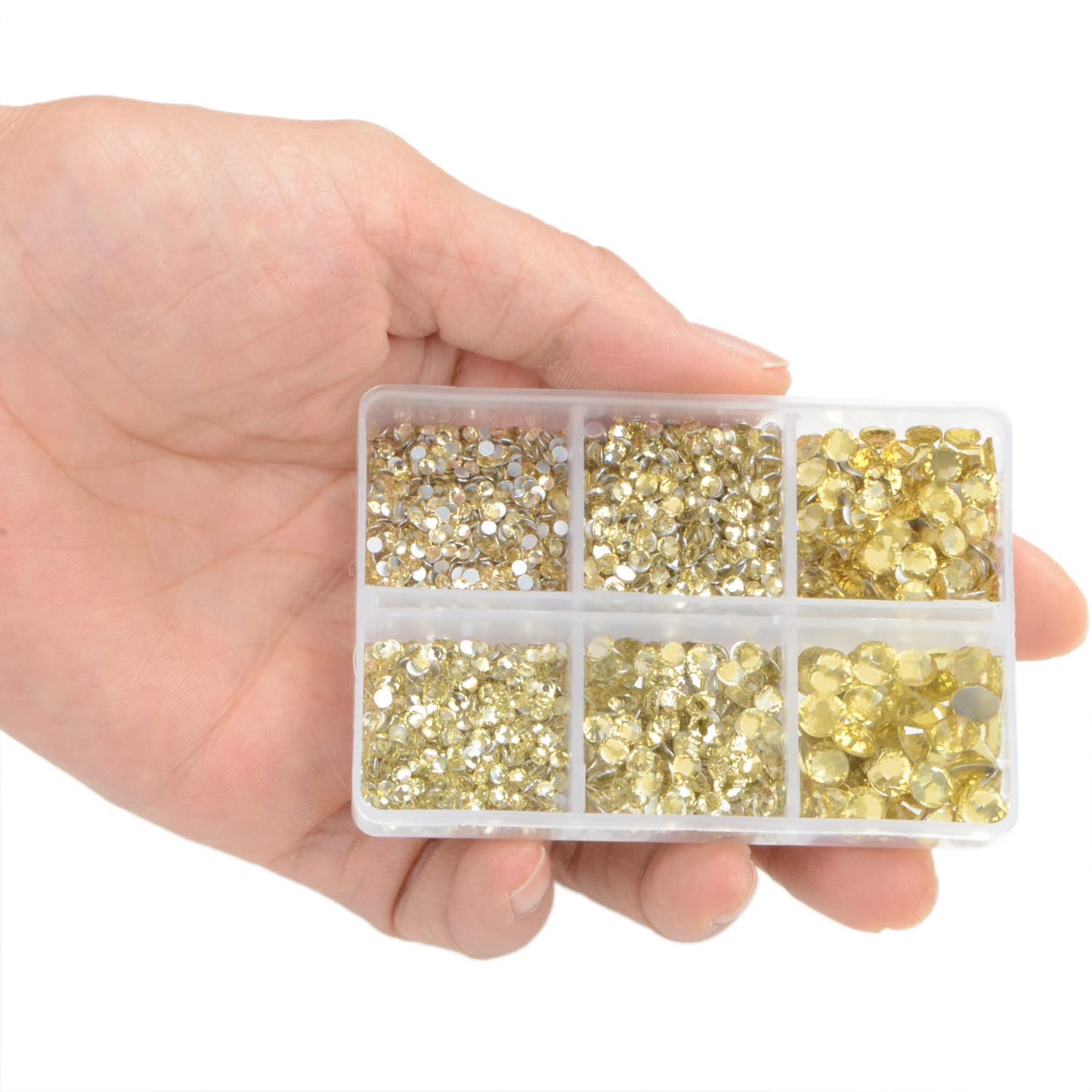 LPBeads 6000 Pieces Aquamarine and Jonquil Non Hotfix Rhinestones 6 Sizes Round Crystal Glass Flat Back Rhinestones with Tweezers and Picking Pen for Nail Art Crafts Clothes Bags DIY