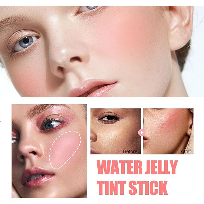 Milk Jelly Blush Cooling Water Jelly Tint, Milk Jelly Tint Jelly Blush Stick, Milk Lip And Cheek Stick, Sheer Lip & Cheek Stain, Jelly Tint Makeup (Pink, Free Size)