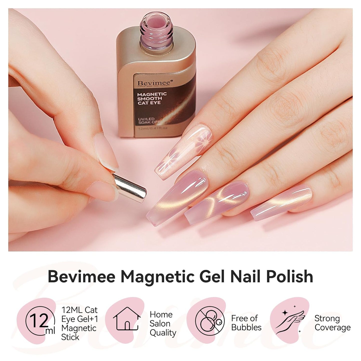 Cat Eye Gel Nail Polish Sheer Pink Glass Jelly Magnetic Nail Polish Gel Shimmer Glitter Gloss Shine Holographic Translucent Color For Nail Art Manicure DIY At Home 12ml