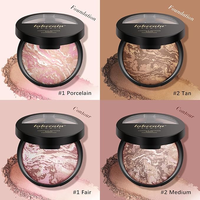 Baked Powder Foundation Makeup, Brighten Color Correcting Foundation Make up, Foundation for Mature Skin, Face Powder for Women, Full Coverage, Natural Finish & Easy to Use #01