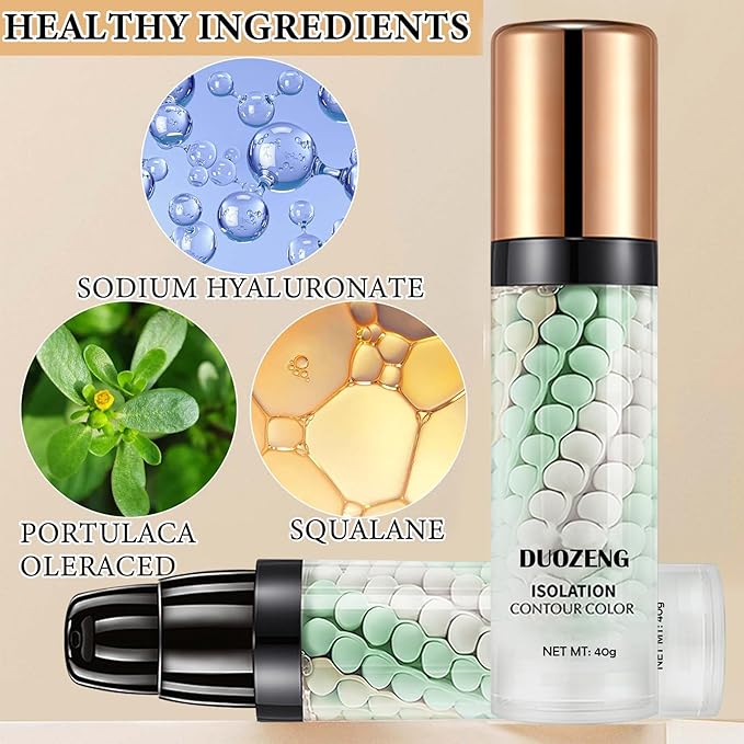 1 Pcs One Step Color Corrector,Natural Isolation Cream,Face Primer Makeup Tricolor Moisturizer,Oil Control & Moisturizing Skin Tone Correcting Primer Concealer Foundation Set B