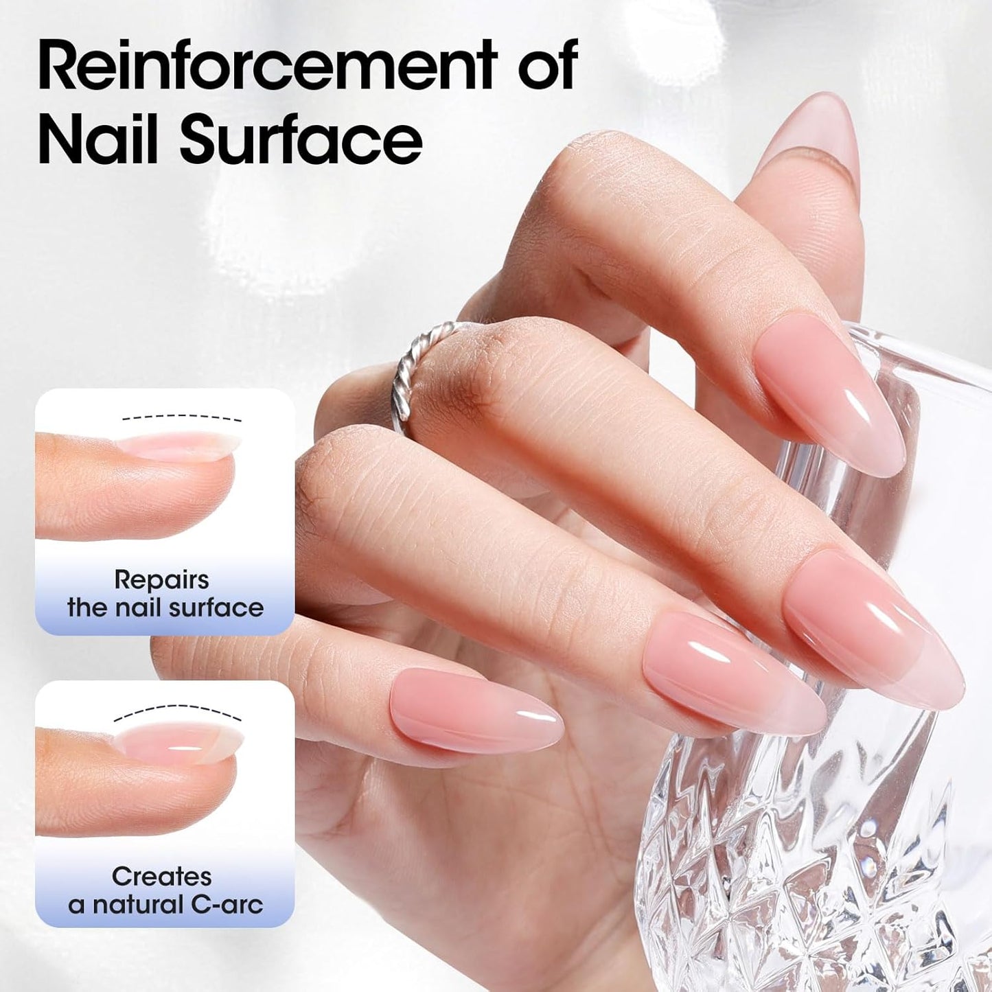 GELLEN 4 in 1 Builder Gel & Top Coat in a Bottle, 20ml Upgraded Formula Nail Gel for Nail Apex, Glossy Top Coat, 3D Nail Arts & Chrome Nails, Home Salon Manicure Gift for Women Girls