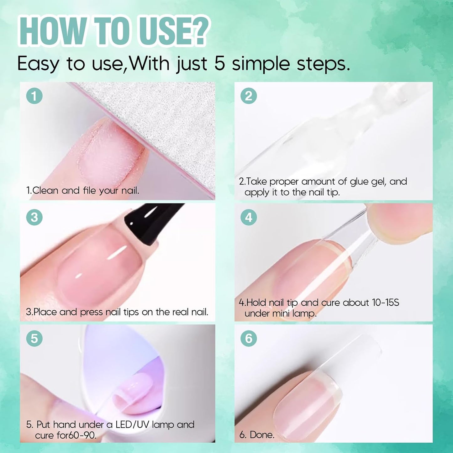 ADHERE Nail Glue Gel 15ml - Adhesive for Press On Nails, Nail Extension, UV Curing Needed, Long Lasting Bond for Acrylic Fake Nails, Salon Art DIY at Home