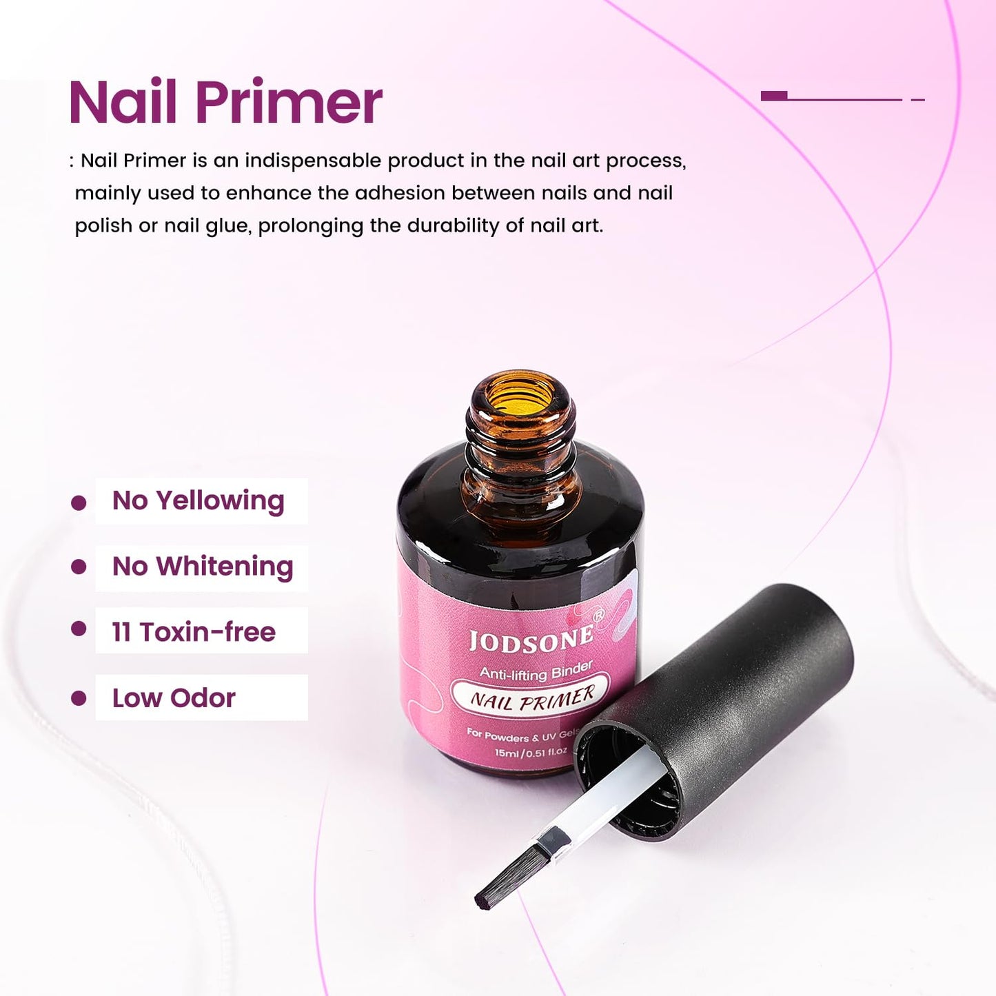 JODSONE 3 PCS Nail Primer Base Coat Top Coat with a capacity of 15ml Quick Curing Long Lasting