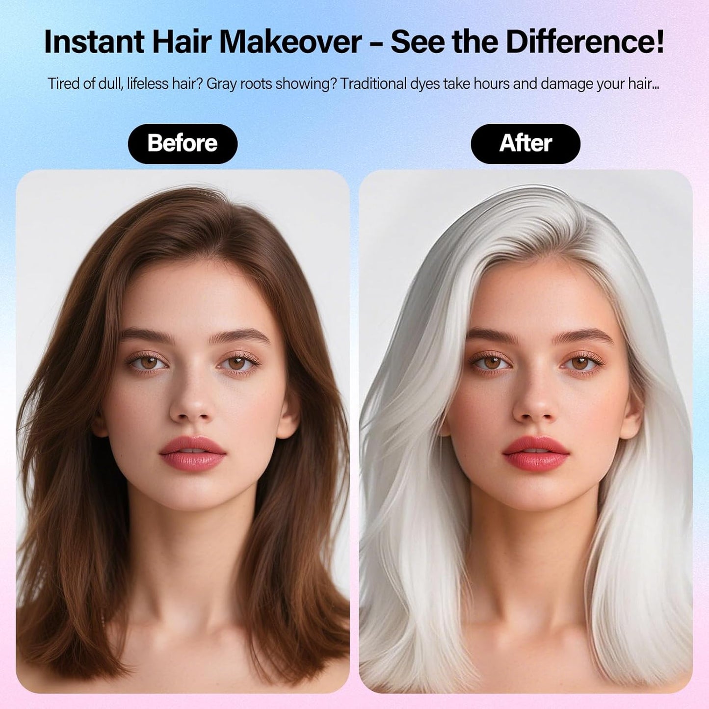 Temporary Hair Color Spray For Kids Women Men, Temporary Hair Dye Washable Hair Color Wax Non-Sticky For Cosplay Party DIY, Christmas Party, Halloween Crazy Hair Day (White, 4.06 oz)