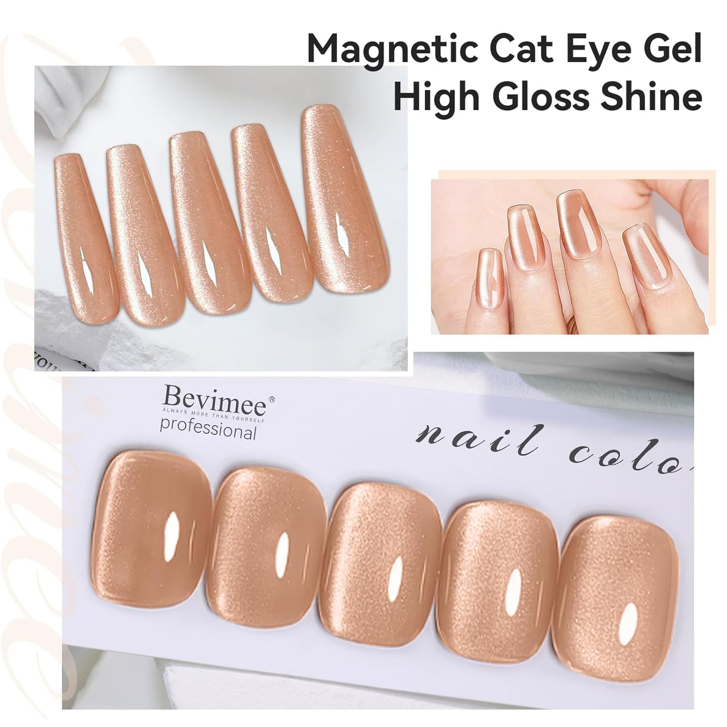 Moonlight Cat Eye Nail Polish 12ML, Crystal Nude High Gloss Cateye Gel Polish Nail Magnetic Glitter Holographic Nail Polish Glass Diamond Cats Eye Velvet UV Gel Polish for Nail Art 1PC