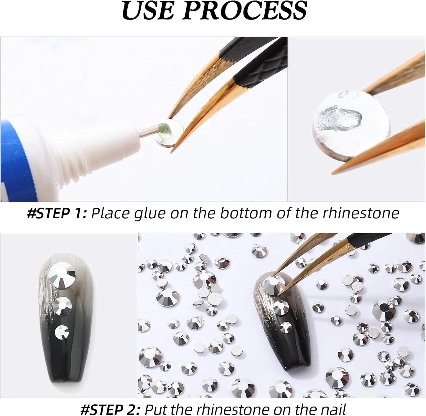 Silver Flatback Rhinestones, Glass Rhinestones for Nail Art and Craft, Glue Fix, Loose Crystal Gemstones(Silver, SS10, 1440pcs, 2.7-2.8mm)